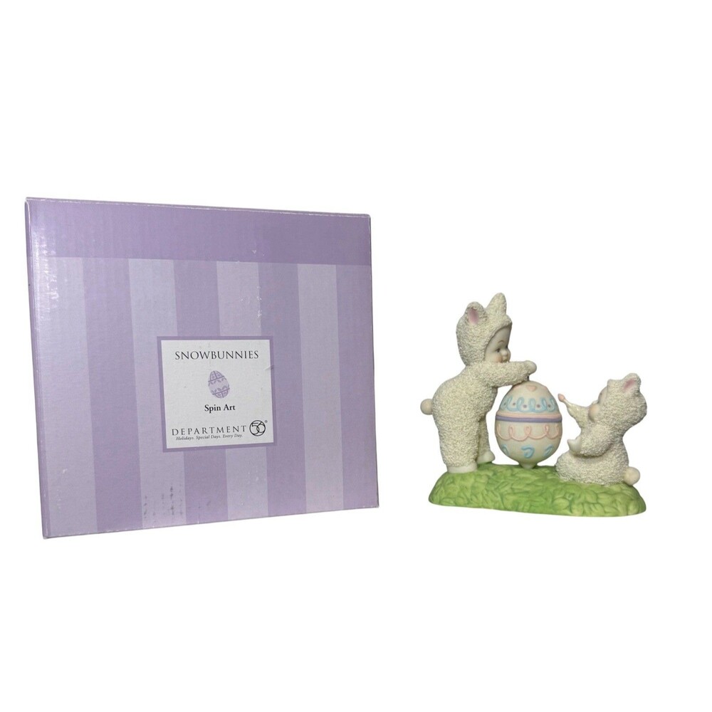 Dept. 56 Snowbunnies Figurine 'Spin Art' Spinning Egg 2007